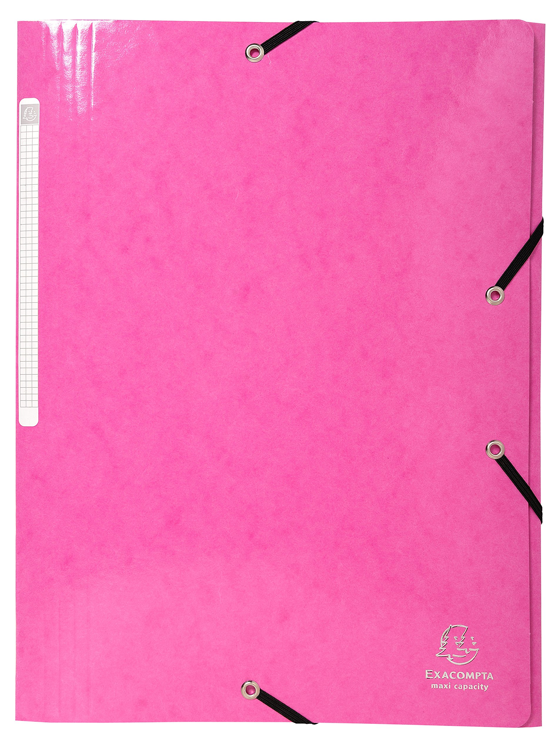 Exacompta - Ref 55824E - Iderama Collection - Elasticated 3-Flap Folder - Suitable for A4 Documents, 425gsm Glossy Coated Pressboard, FSC-Certified - Pink (Pack of 25)