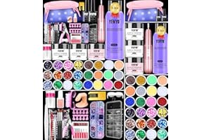 Yevyo Acrylic Nail Kit with Drill and UV Light, Nail Kit for Beginners with Everything, 24 Glitter Colors Acrylic Powder, 3 Colors Acrylic Powder, 1.96oz Monomer Liquid for Beginner DIY Nail Extension
