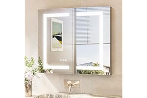 TokeShimi 30x26 Recessed Medicine Cabinet with Lights 3 Color Dimmable and Defogger, Led Medicine Cabinet Mirrored with Outlet Surface or Recessed, Bathroom Mirror with Storage Adjustable