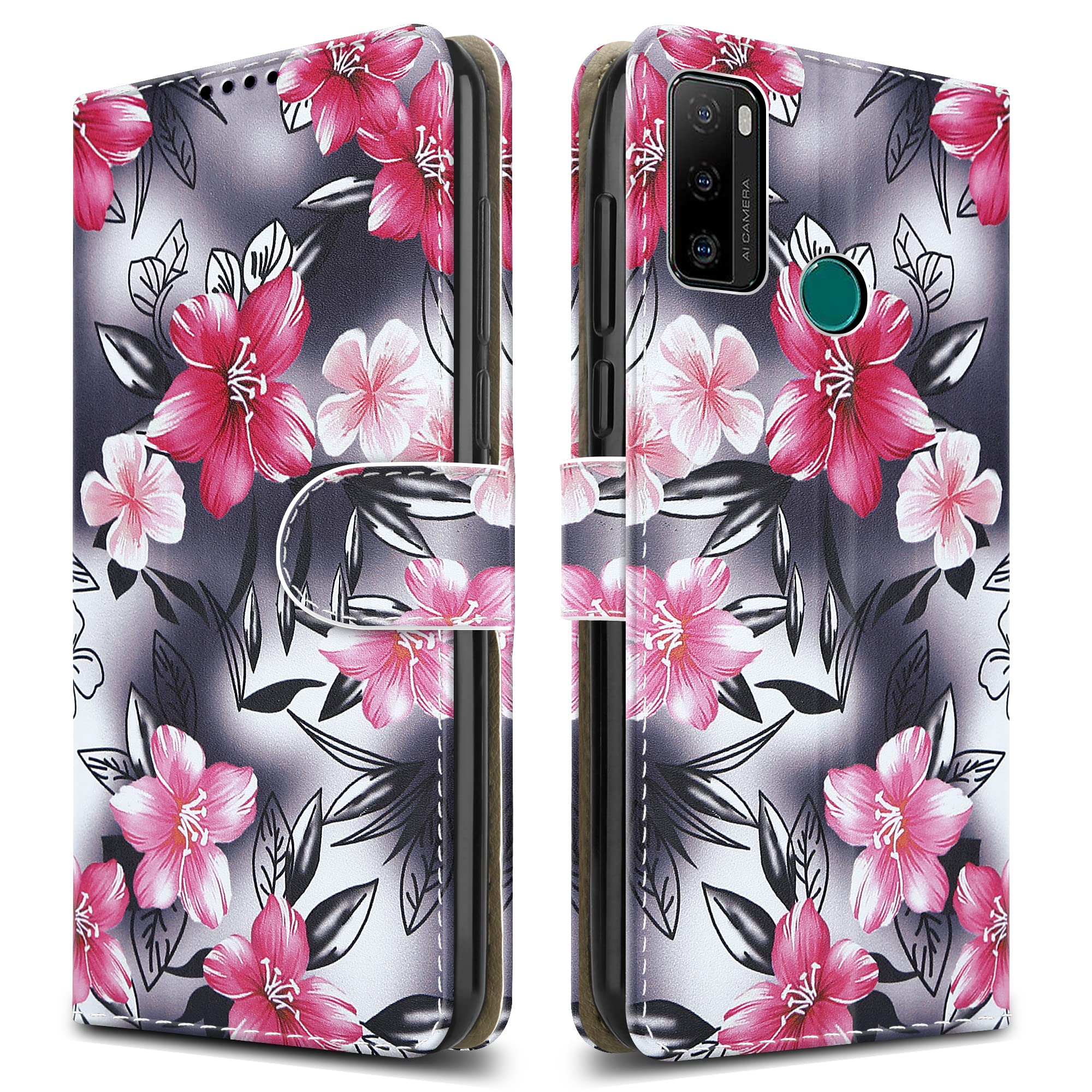 PIXFAB For Ulefone Note 10 Leather Phone Case, Magnetic Closure Full Protection Book Folio Design, Wallet Case Cover [Card Slots] and [Kickstand] For Ulefone Note 10 (6.52") - Flower