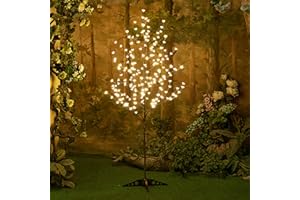 LIGHTSHARE 6.5 feet 208L LED Lighted Cherry Blossom Tree, Warm White, Decorate Home Garden, Spring, Summer, Wedding, Birthday, Christmas Holiday, Party, for Indoor and Outdoor Use