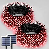 JMEXSUSS 2 Pack Red Solar Christmas Lights, Total