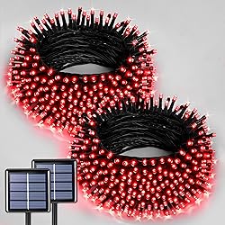 JMEXSUSS 2 Pack Red Solar Christmas Lights, Total