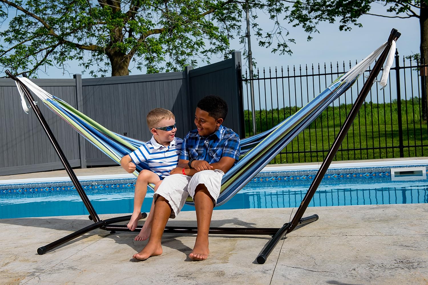 Vivere Double Hammock & 9' Steel Stand Oasis