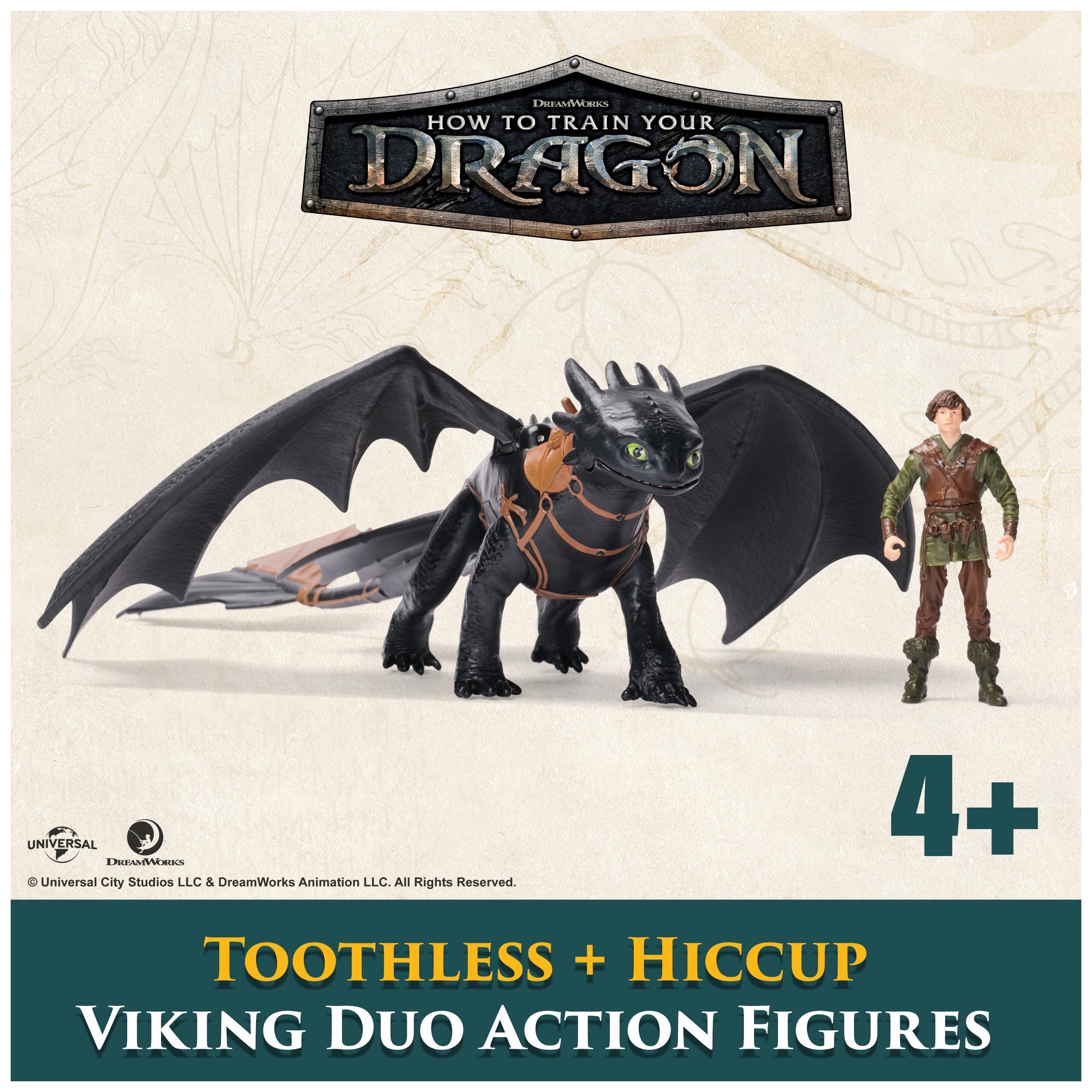 Dreamworks Dragons, How to Train Your Dragon, Toothless & Hiccup, Viking Duo Action Figures, Kids Toys for Boys Ages 4 and up