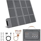 MHPOWOS 120W Portable Solar Panel Charger with USB C, USB A, DC Outputs | 19V Foldable Solar Charger IP65 Waterproof Portable Solar Panels, Fits Portable Power Station Camping Phones Power Bank
