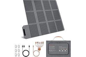 MHPOWOS 120W Foldable Solar Panel, 23% High-Efficiency Portable Charger with USB-C/2xUSB-A/DC Outputs, ETFE Monocrystalline IP65 Waterproof for RV Power Stations Camping Off-Grid Living Backpacking