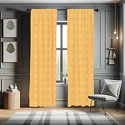 Lunarable Yellow Mandala Window Curtains, Delicate