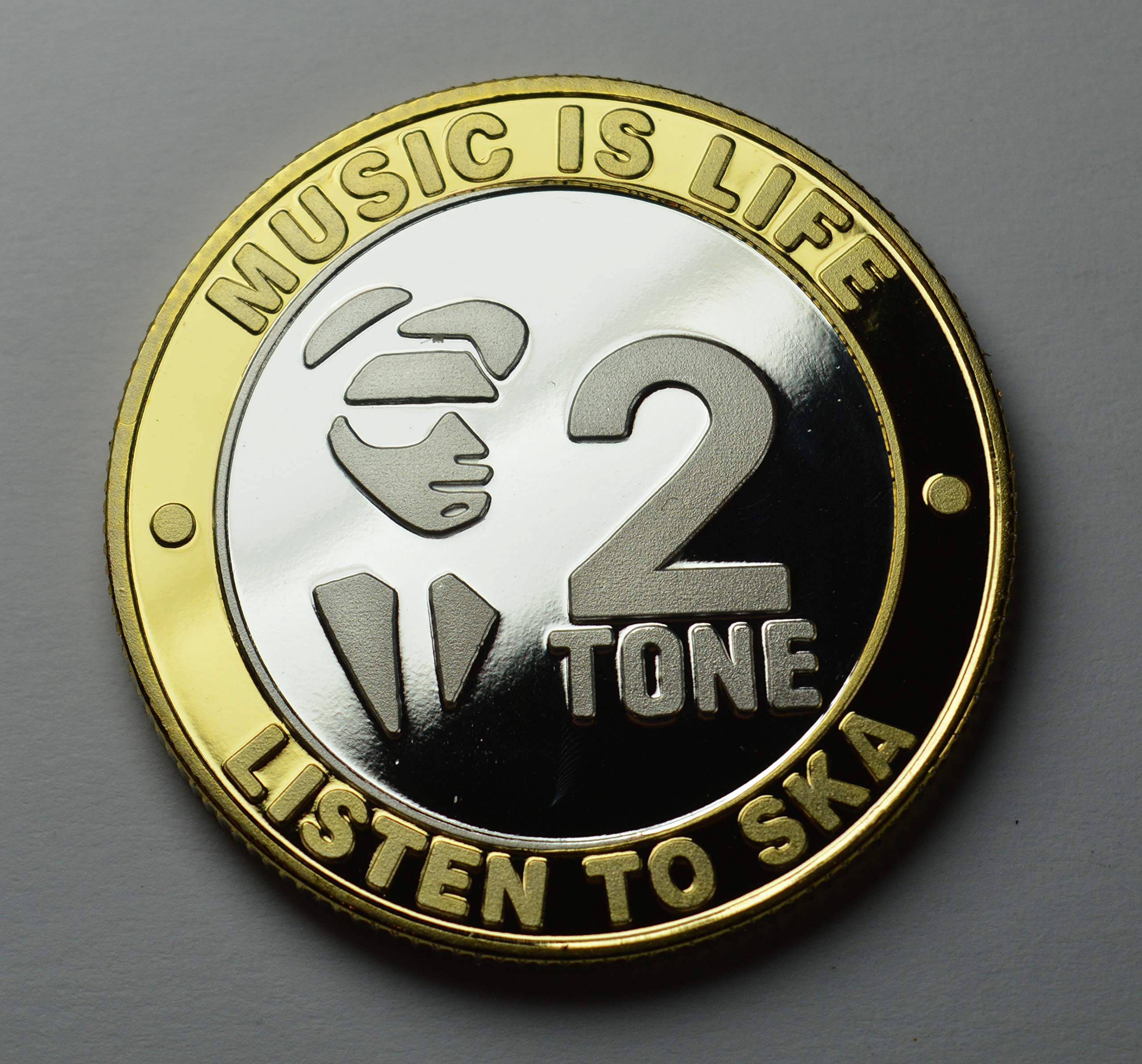 The Commemorative Coin Company SKA MUSIC 2TONE Fine Silver & 24ct Gold 'Dual Metal' Commemorative in Capsule. MUSIC IS LIFE, LISTEN TO SKA. Reggae/Life/Beat