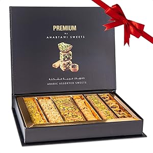 Anabtawi Assorted Sweets Premium Gift Box - Baklava, Pistachio and Almond - Authentic Middle East Sweets - Elegant Gift Box (Assorted, Large)