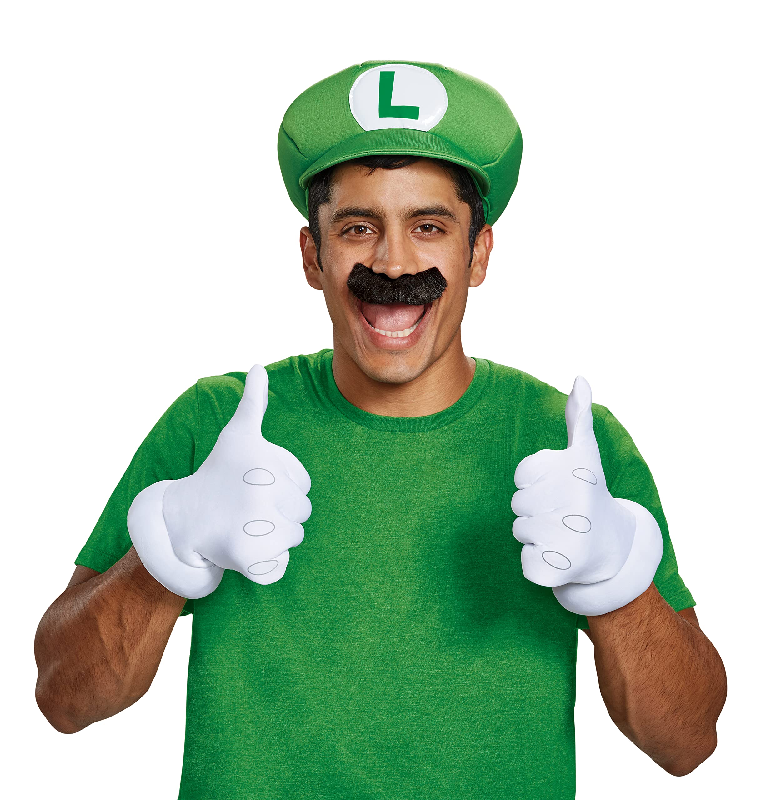 Disguise Officially Licensed Luigi Super Mario Bros Accessories, Includes Signature Luigi Hat, Mustache and Gloves, Adult Size Costume Prop Headwear
