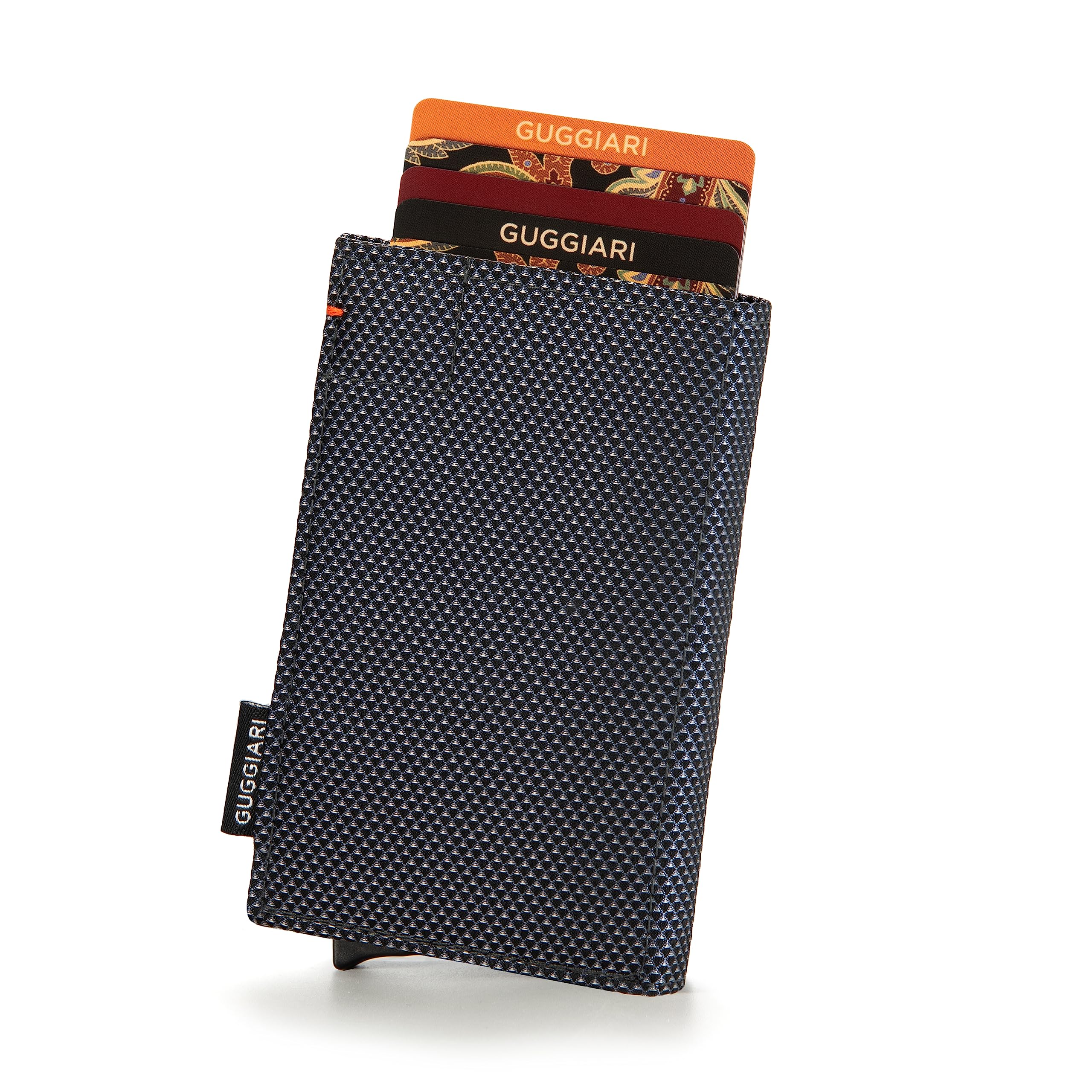 GUGGIARI® Card Holder - Card Wallet with Coin Pocket and Magnetic Flap for Cash - Aluminum RFID Card Holder - Slim Wallet for Men - Grey Oxford