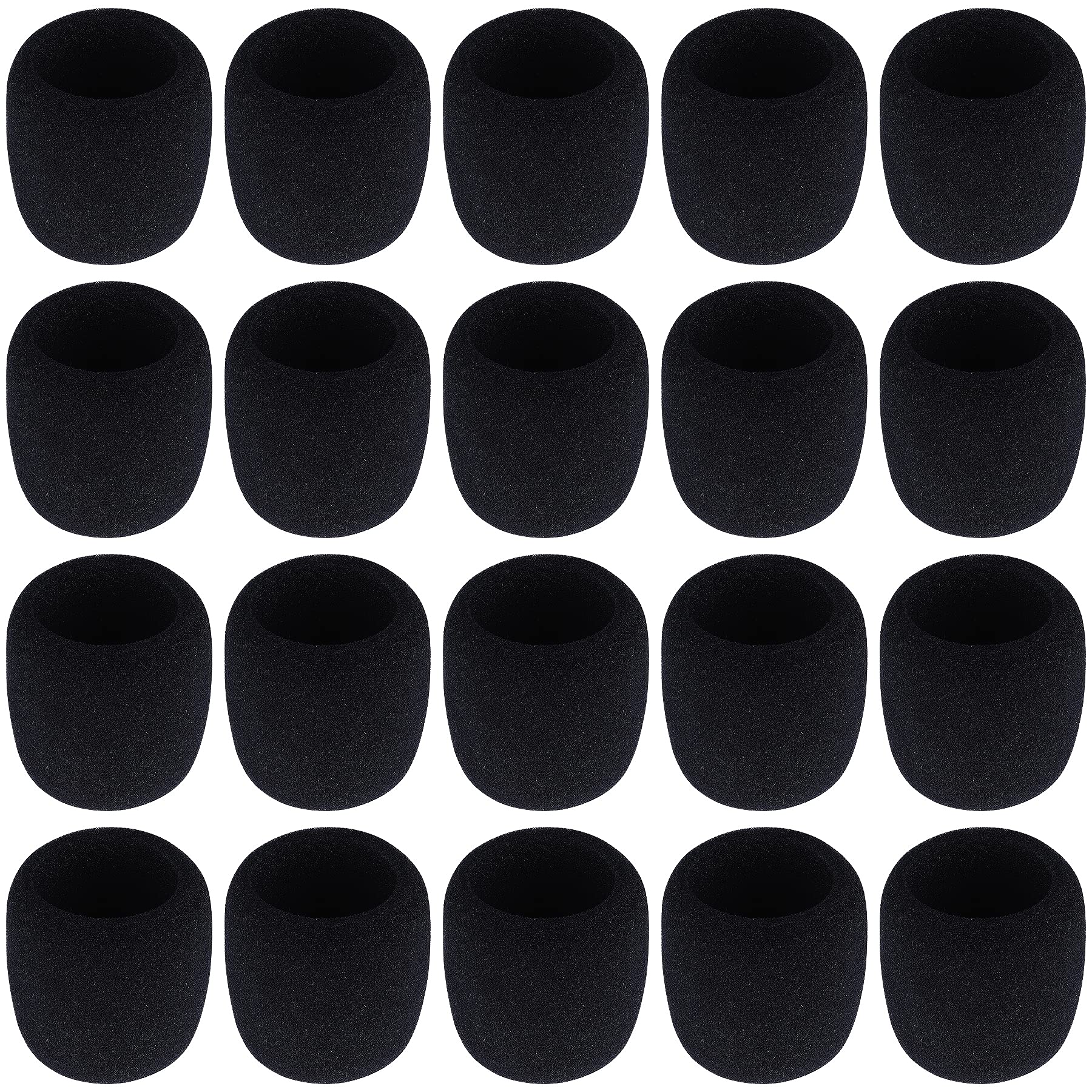 Augshy Microphone Foam Covers, 20 Pack Thick Handheld Stage Cover for Karaoke DJ, Disposable (Black)