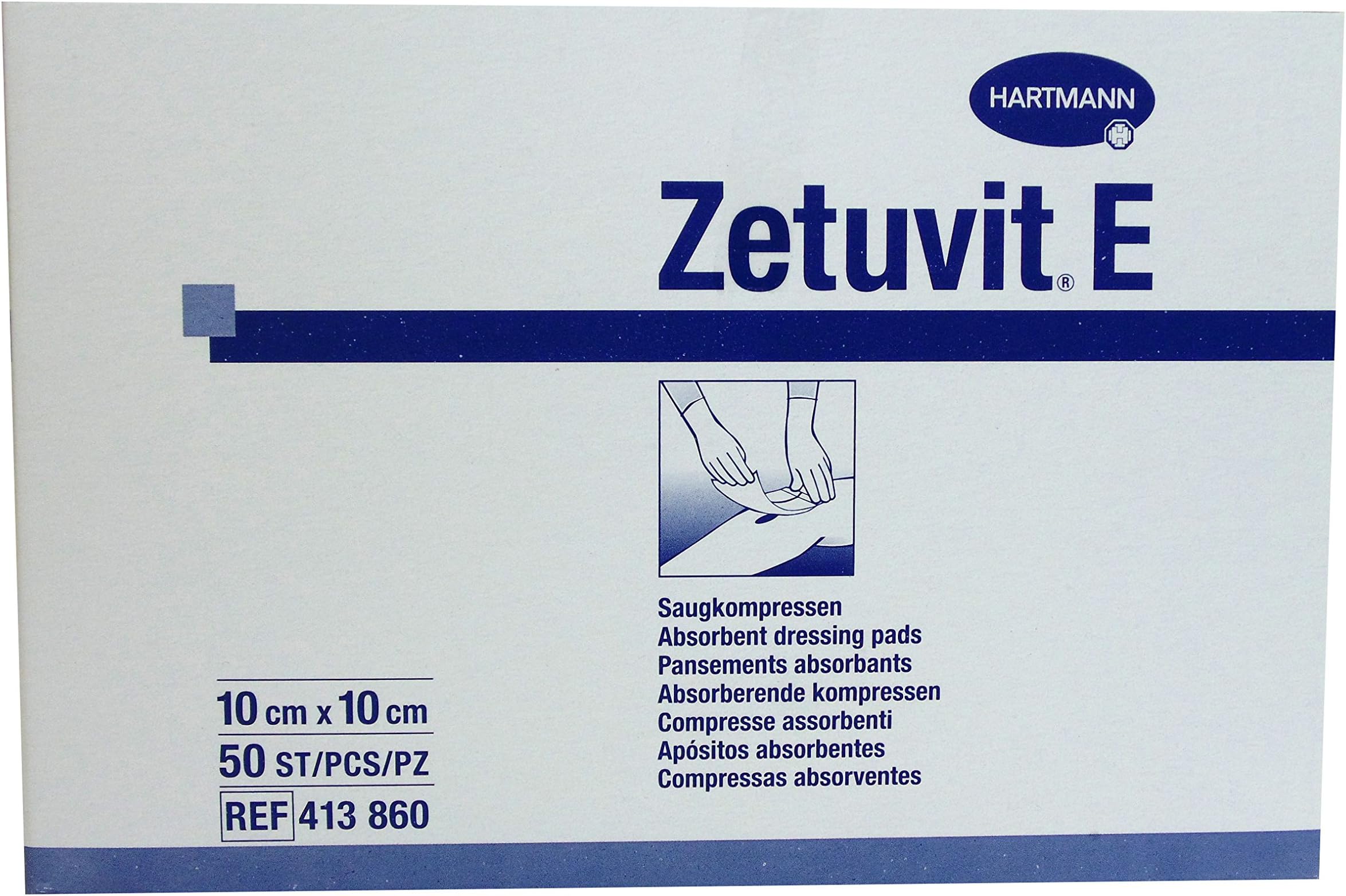Hartmann Zetuvit E Non-Sterile Absorbent Dressing Pads, 10cm x 10cm, Pack of 50
