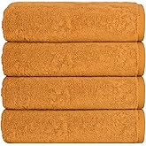 Soleil Fine Goods Luxurious 800 GSM 100% Cotton Bath Towel Set (4-Pack, 27x54) - Heavyweight & Ultra Absorbent, Plush Softness for Bathroom | Hotel & Spa Quality Luxury Towels- Brown Amber