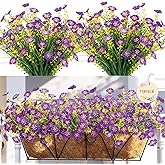 MACTING Artificial Flowers for Outdoors 12 Bundles UV Resistant Fake Flowers No Fade Faux Outdoor Plants for Indoor Outside Planters Garden Porch Yard Window Home Spring Decorations,Purple