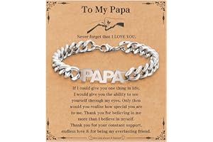 ESPVO Fathers Day Gifts for Dad/New Dad/Daddy/Papa/Stepdad, Stainless Steel Cuban Chain Jewelry for Men 8.2 Inches