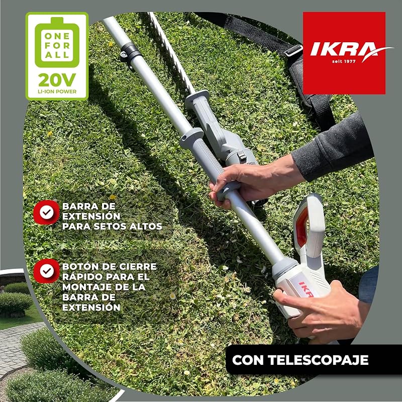 Cortasetos a batería 2en1 ICPH 2050 con Barra telescópica