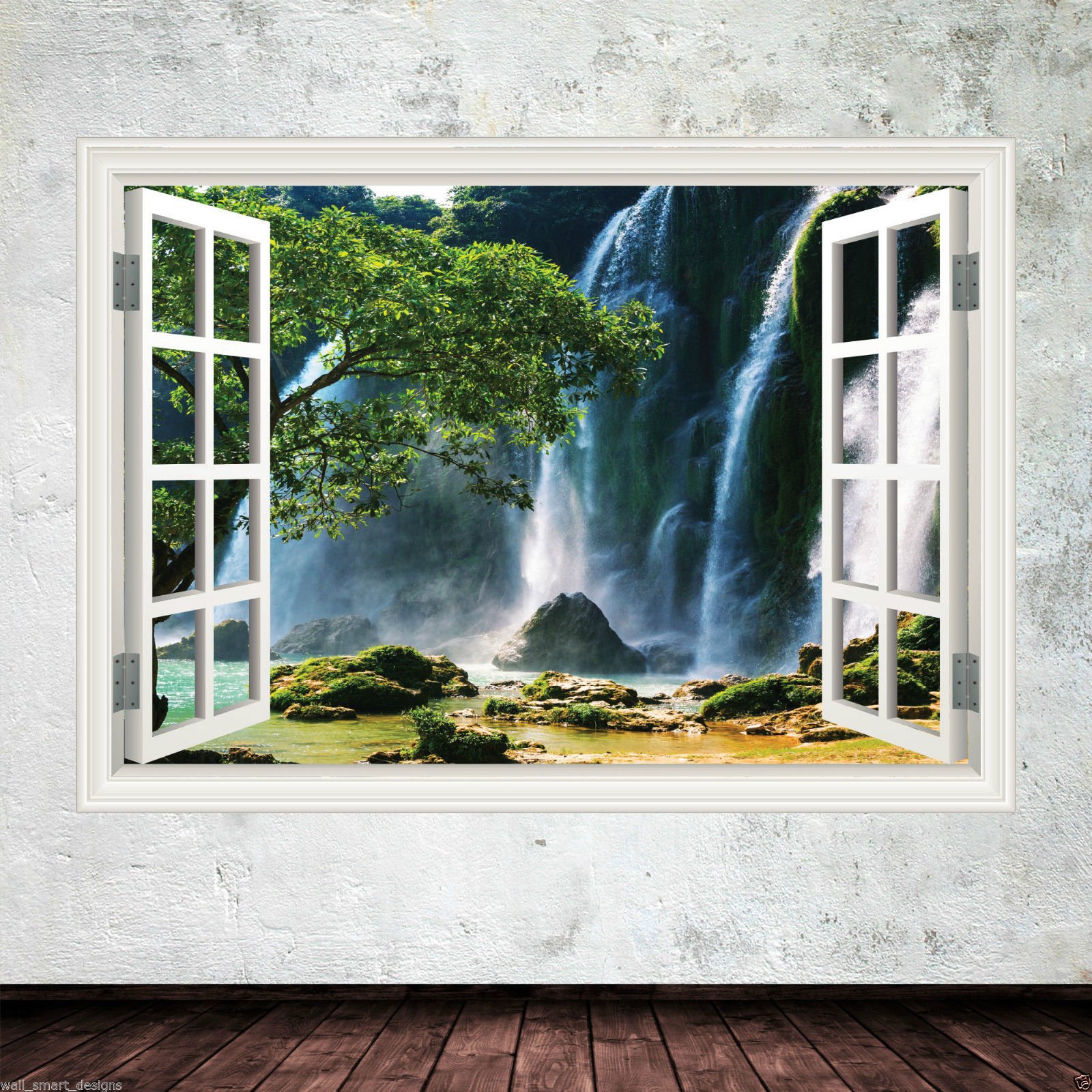 Waterfall Window Frame Full Colour wall art sticker decal transfer mural Graphic WSD619