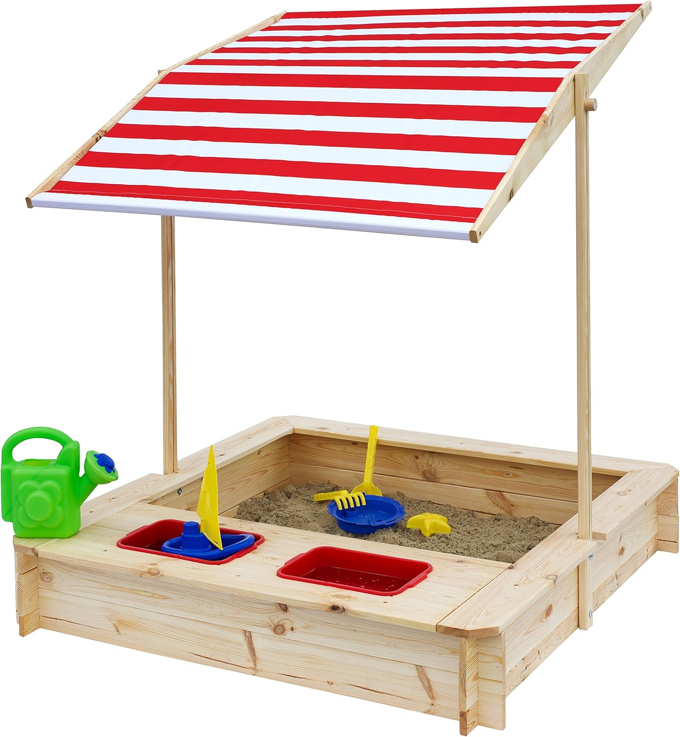 Beluga Spielwaren 50380 Sandkasten Mit Wasser Matsch Bereich Und Rot Weiem Dach