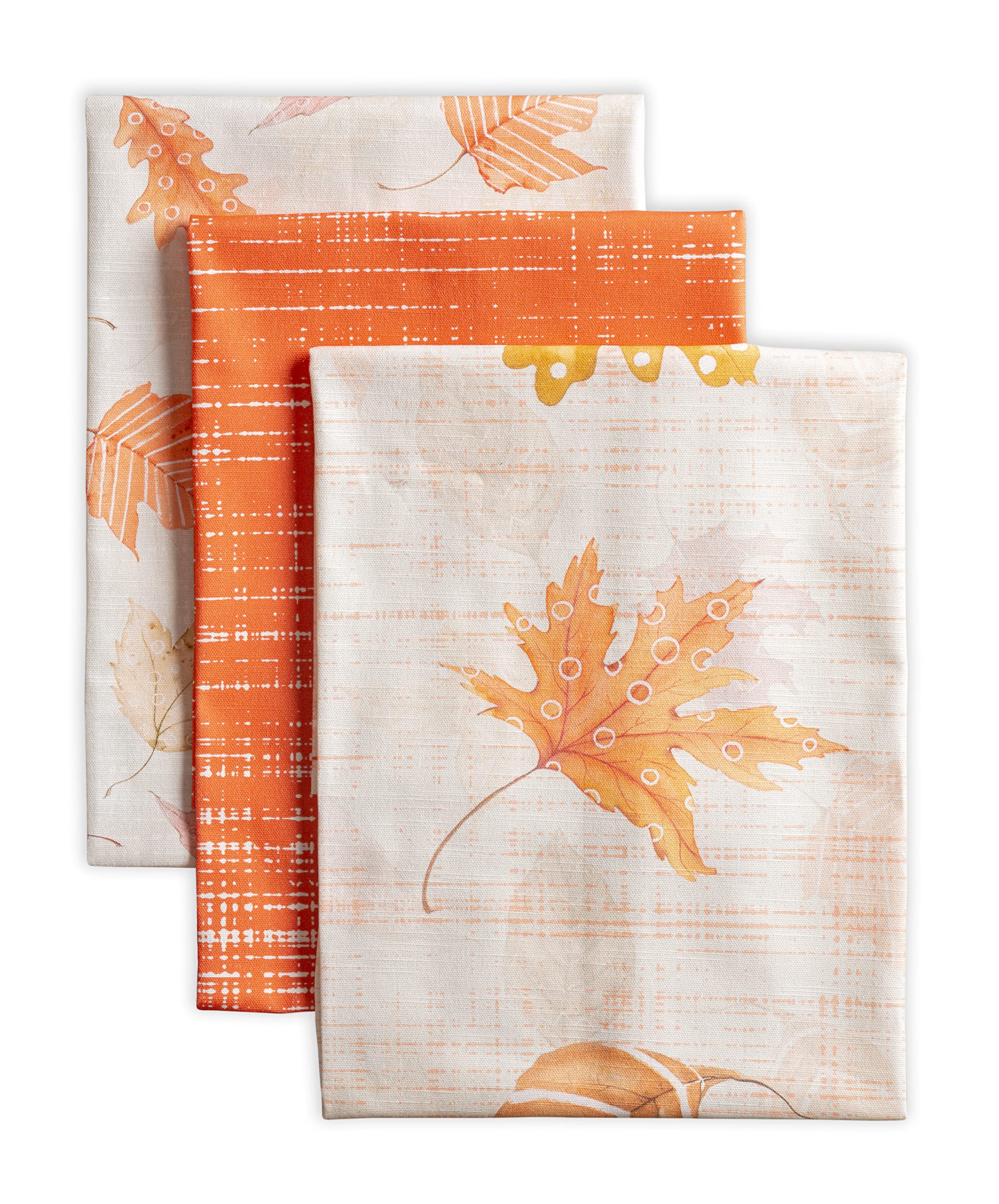 Maison d' Hermine Kitchen Towels Set of 3 100% Cotton 70 CM x 50 CM Reusable Cloth Tea Dish Towels Absorbent with Hanging Loop for Kitchen Dining Christmas Decorations (Colours Of Autumn) — image 1