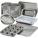 Circulon Total Nonstick Bakeware Set with Nonstick Bread Pan, Cookie Sheet, Baking Pan, Baking Sheet, Cake Pan and Muffin/Cup