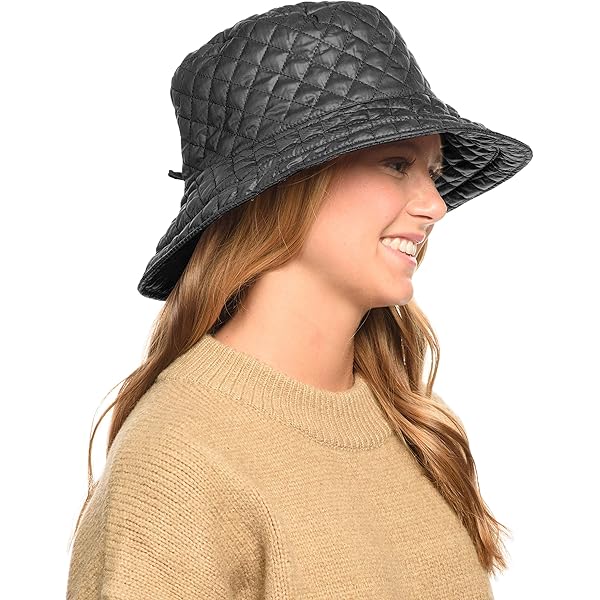 Quilted Black Hat Reflective Fabric Hat Holographic Bucket 