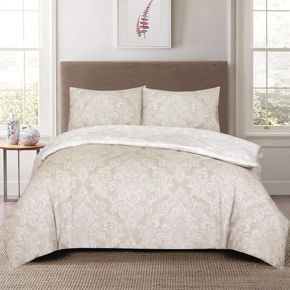 Prime Linens Duvet Cover Set 4 Pcs Polyester-Cotton Beige Double