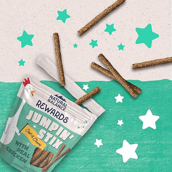 NATURAL BALANCE LIMITED INGREDIENT REWARDS JUMPIN’ STIX, GRAIN-FREE DOG TREATS FOR ADULT DOGS OF ALL BREEDS, CHICKEN RECIPE, 10 OUNCE (PACK OF 1)