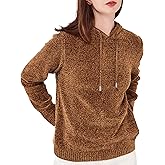 Simple&Opulence Women's Chenille Sweater Drawstring Hooded Long Sleeve Pullover Ribbed Cuff Hem Jumper Tops