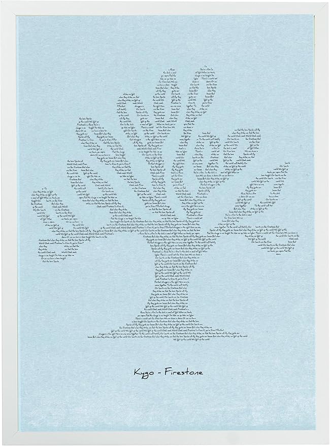 Mixpixie Typographic Lyrics Print Kygo Firestone Tree Blue Paper 42 X 29 7 X 0 1 Cm Amazon Co Uk Kitchen Home amazon co uk
