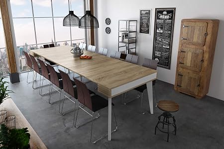 Home Innovation Tavolo Da Pranzo E Soggiorno Rettangolar Allungabile A Consolle Nordic Curve Fino 300 Cm Scandinavo Finitura Bianco Opacorovere