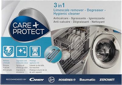CARE + PROTECT 3 in 1 Descaler Cleaner 12 Sachets Washing Machine Dishwasher