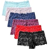 Solavia Women's Lace Panties, Soft Stretch Cute Boyshorts Panties, Sexy Cheeky Underwear, Multipacks