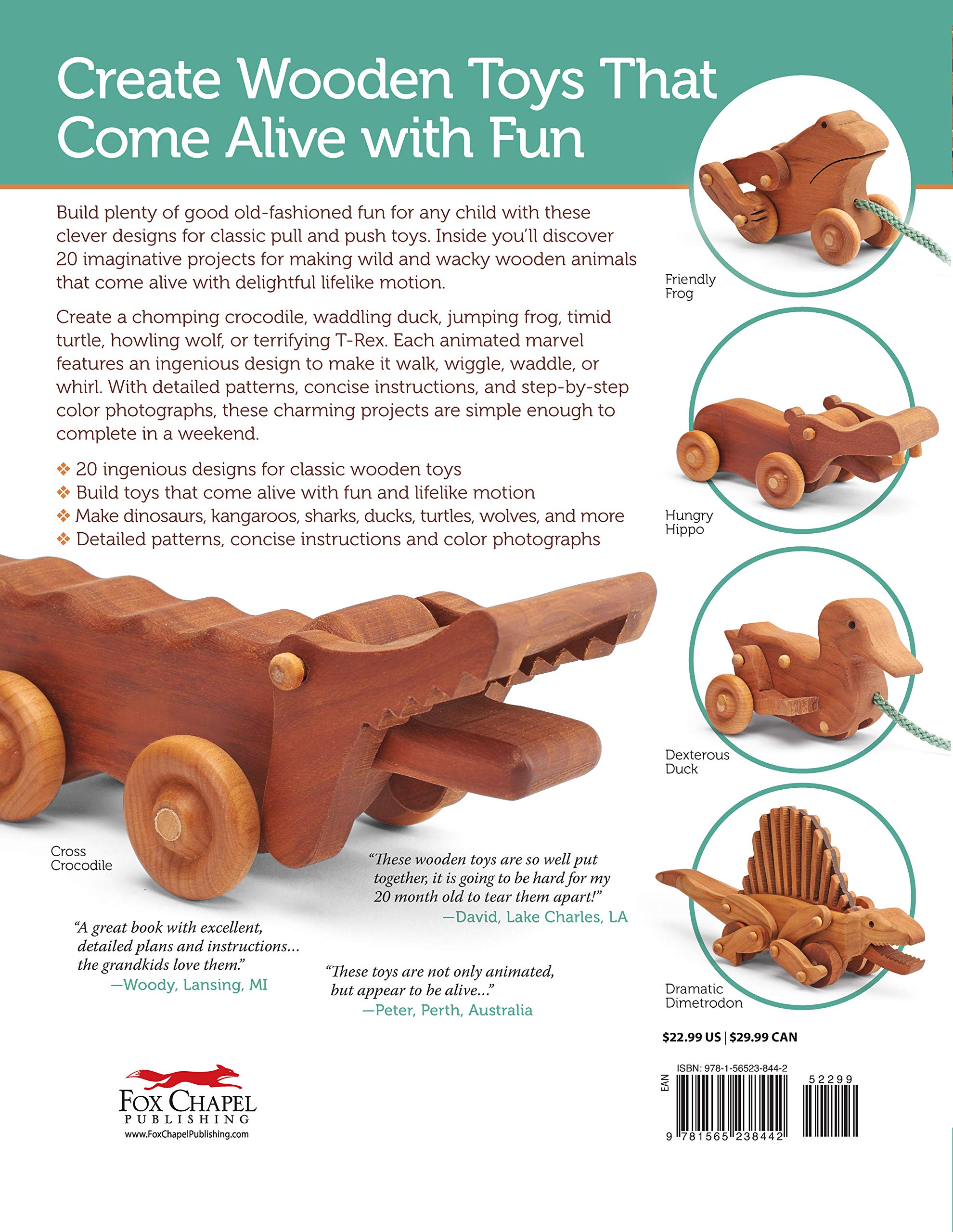 Download Animated Animal Toys In Wood 20 Projects That Walk Wobble Roll Fox Chapel Publishing Patterns Directions For Making Dinosaurs A Shark Duck Turtle Wolf Frog Hippo Dog More For