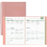 Planner 2026-2027 - 11.38'' x 8.74'', Weekly &amp; Monthly Planner Notepad | JUL. 2026 - JUN. 2027, Appointment Book, 60 Minutes Interval, Monthly Tabs, Faux Soft Leather, Spiral Bound - Rose Golden