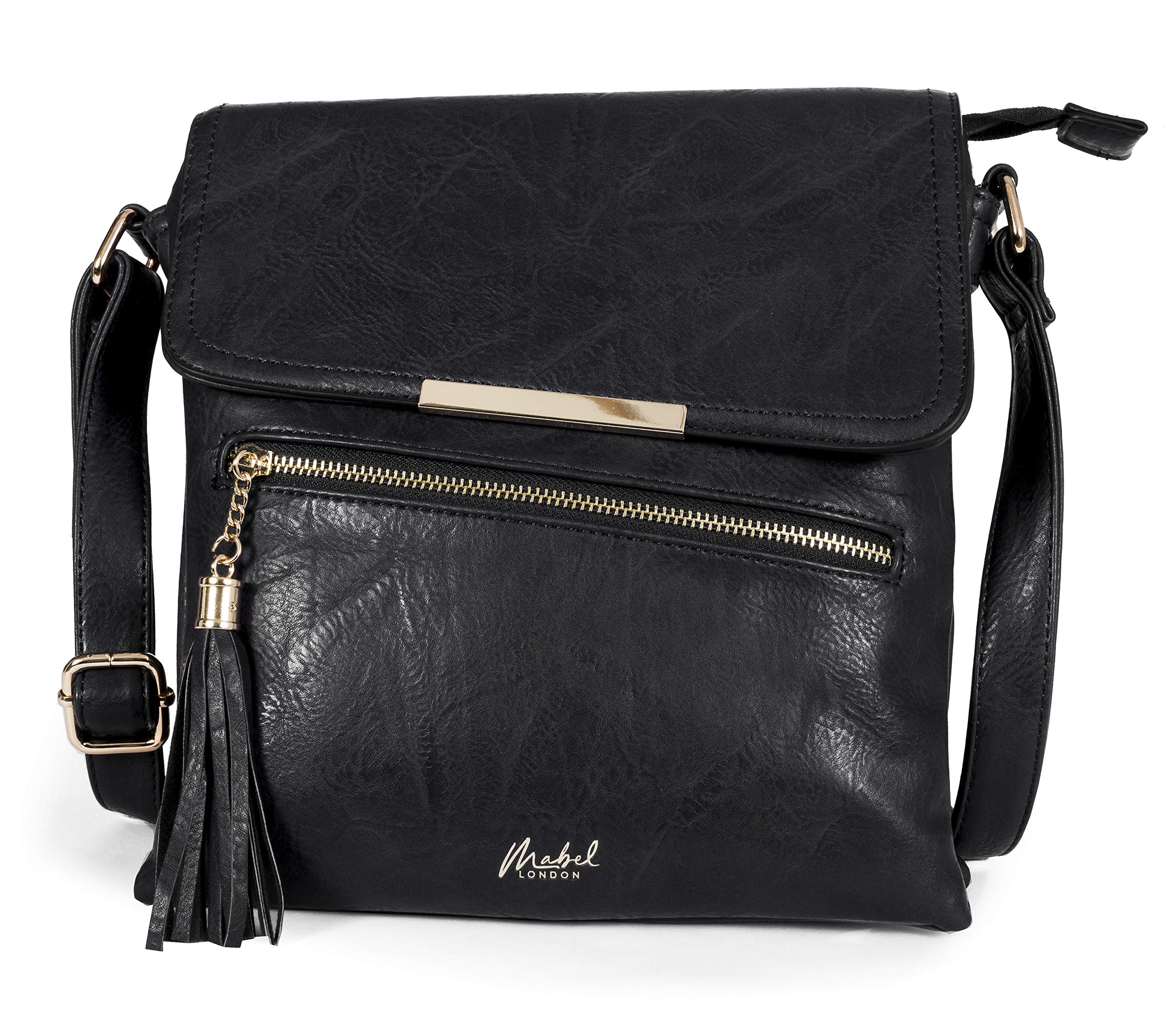 Mabel Women’s Cross Body Handbags – Trendy Messenger Long Shoulder Strap Bags – With a Protective Storage Bag (Design 6 - Black)