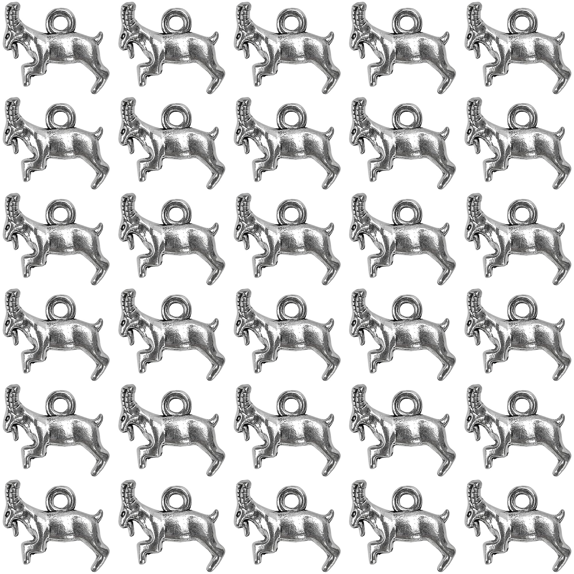 Photo 1 of 30PCS Goat Charm Jewelry Making – Antique Silvery Tibetan Metal Pendants for DIY, Necklace Bracelet Earrings Keychain, Farm Animal Themed Accessories, Cute Small Dangle Beads, Unique Gifts Decorations