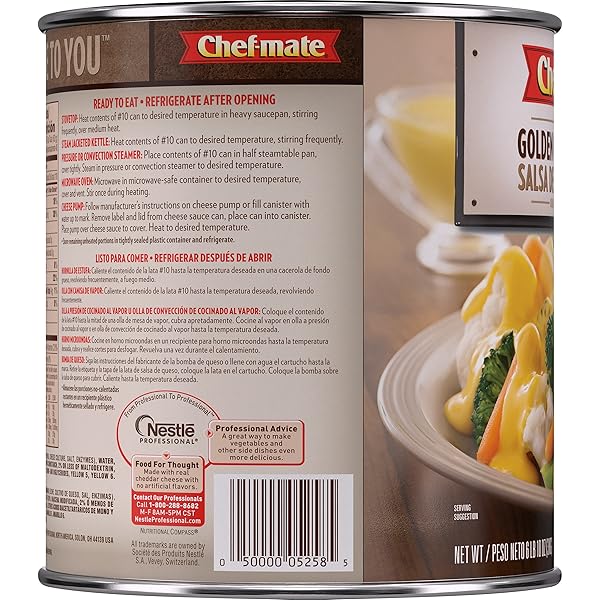 CHEF-MATE GOLDEN CHEDDAR CHEESE SAUCE, CANNED FOOD FOR MAC AND CHEESE, 6 LB 10 OZ (#10 CAN BULK)