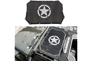 Bestaoo Full Mesh Sunshade Top Cover, Provides UV Sun Protection for Jeep Wrangler JK & JKU 2007-2017 2 Door - Star