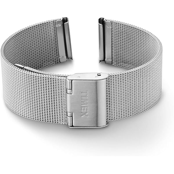 Bracelet De Montre Timex 20mm En Acier Inoxydable - Argent, Style Articulé, Neuf Sans étiquette