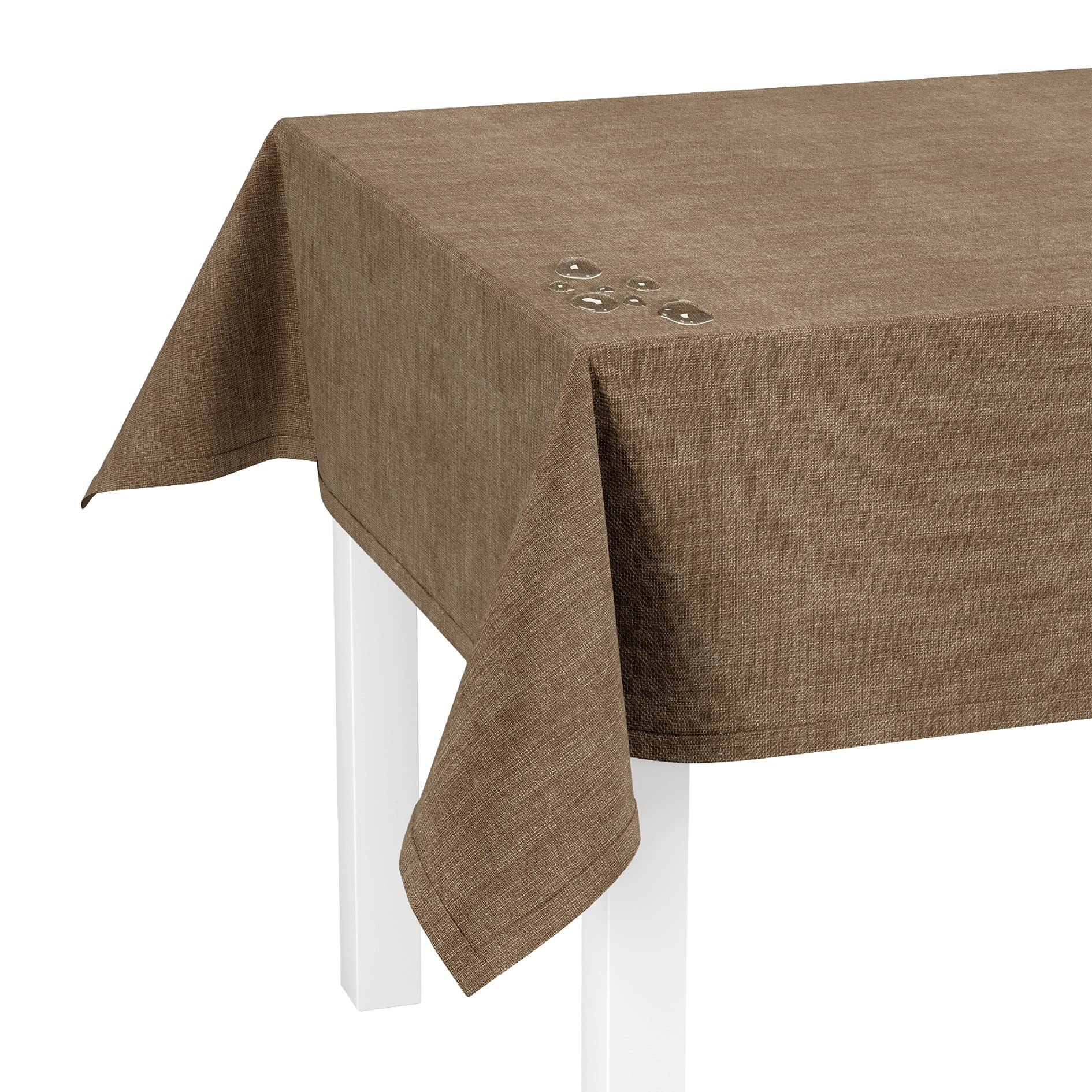 LILENO HOME Washable Tablecloth [110 x 140 cm] in Brown - Hemmed Polypropylene Fabric Tablecloth Waterproof with Stain Protection