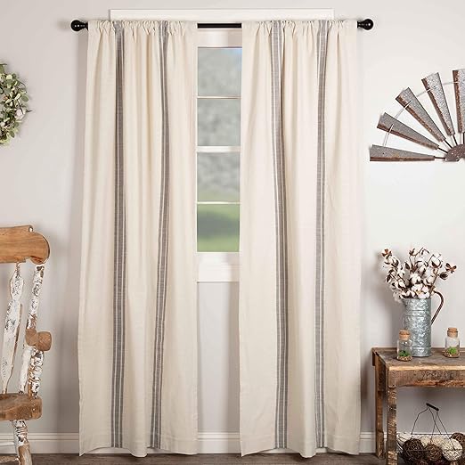 Amazon Com Market Place Gray Grain Sack Stripe Panel Curtains