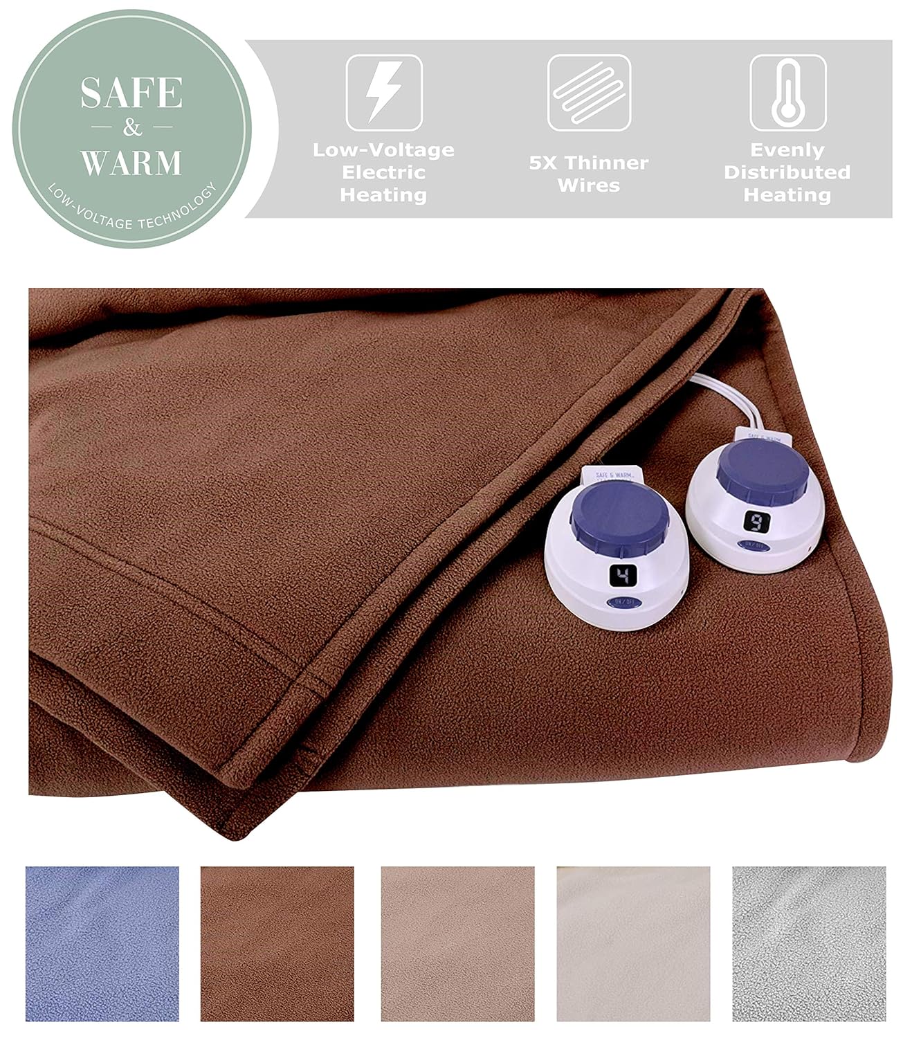 Soft Heat® Luxury MicroFleece Electric Heated Warming Blanket Queen