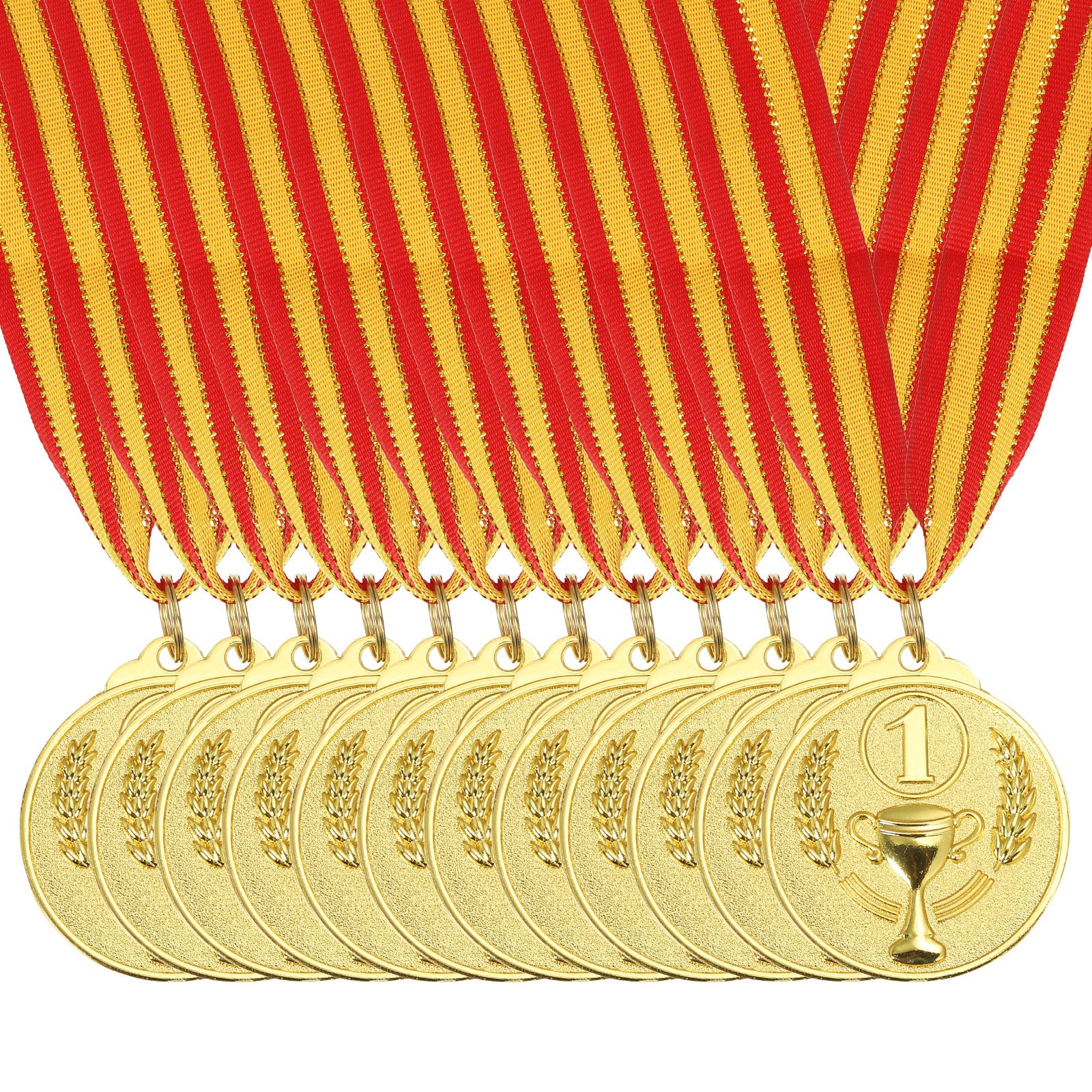 PATIKIL 2 Inch Gold Award Metals, 12 Pieces Style Winner Award Medals 1st Prize with Neck Ribbon for Games Sports Competitions