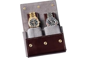 QWATCHBANDS Watch Travel Case Pouch - Genuine Leather Watch Pouches for 1 or 2 Watches - Luxury Watch Accessories in 10 Colors