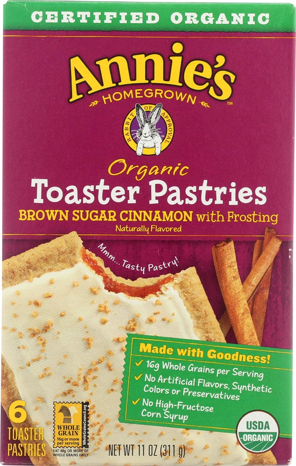 Annie's, Organic Toaster Pastries, Brown Sugar Cinnamon With Frosting, 6 Ct