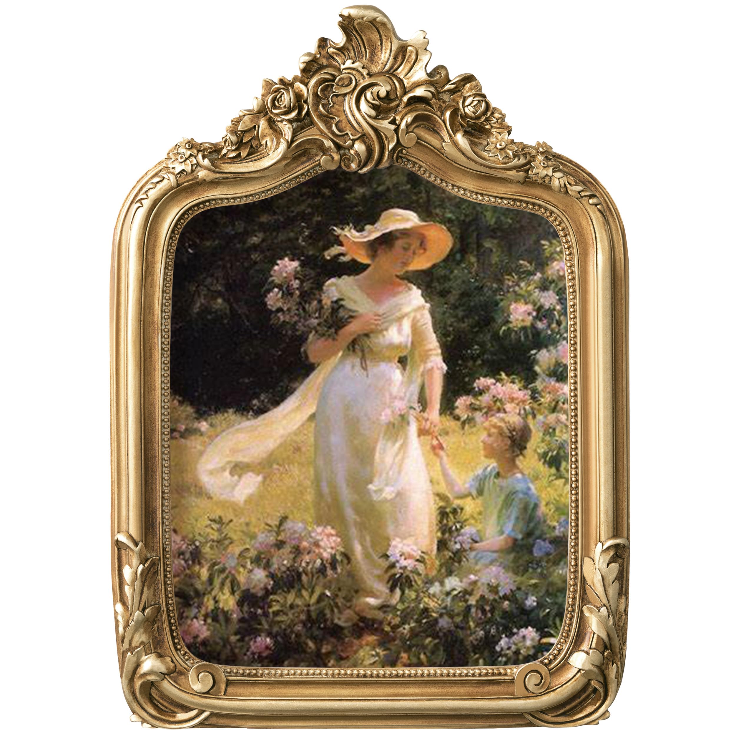 Photo 1 of eletecpro 8x10 Vintage Arch Picture Frame with Real Glass, Antique Ornate Gold 8 by 10 Photo Frame for Tabletop or Wall Decor, Vintage Gold