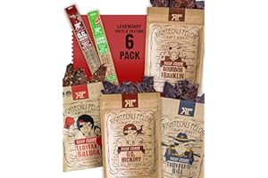 Righteous Felon Savory Beef Jerky Variety Gift Pack - Great Gifts for Men | Gluten Free, High Protein Healthy Snack | Bulk Beef, Pork, & Turkey Jerky Variety Snack Packs | The Savory 6 Pack Sampler