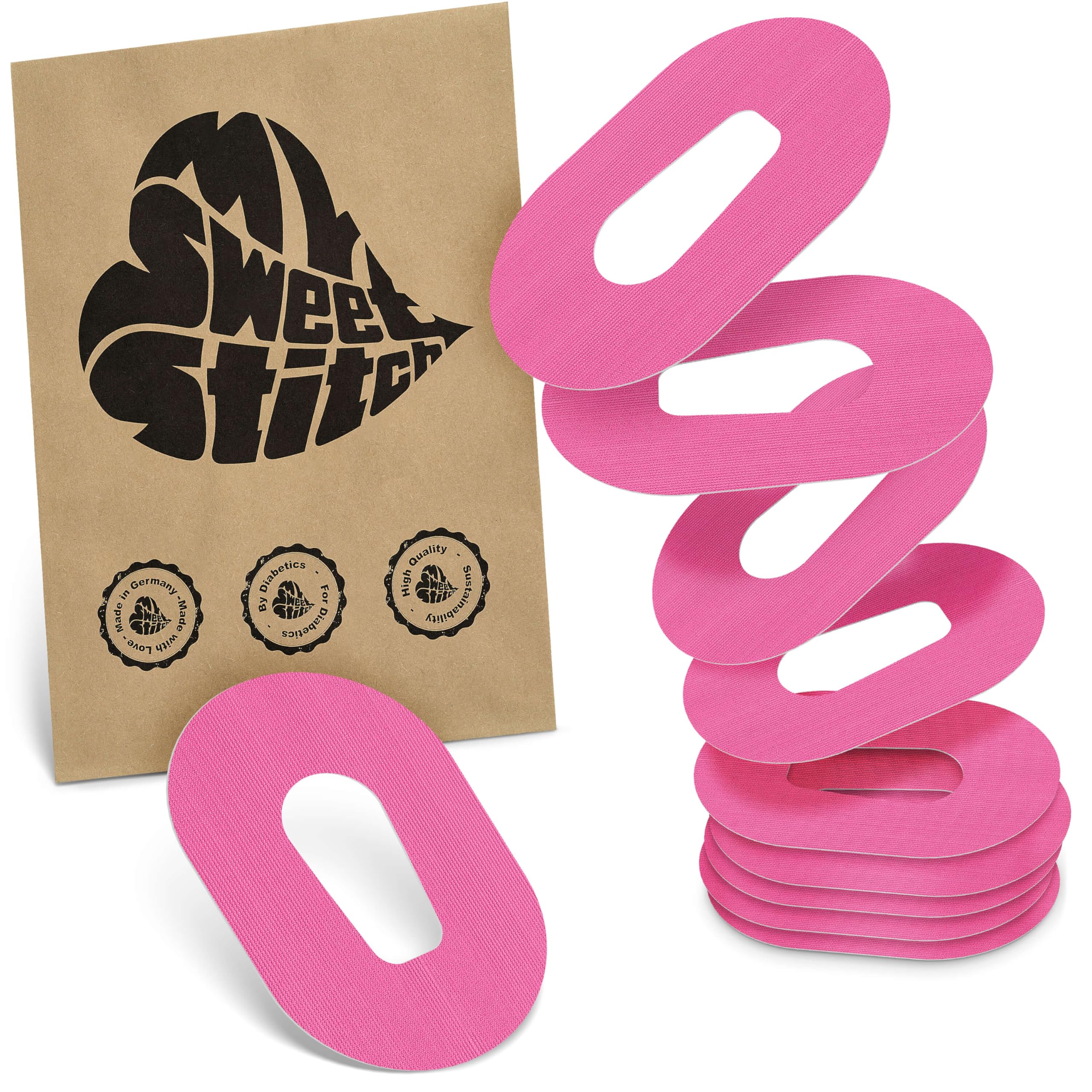 MySweetStitch - 10 x Dexcom G6 Patches, Overpatch Ø 70 x 55mm, Waterproof, Breathable, Skin-Friendly, Made in Germany, Pink